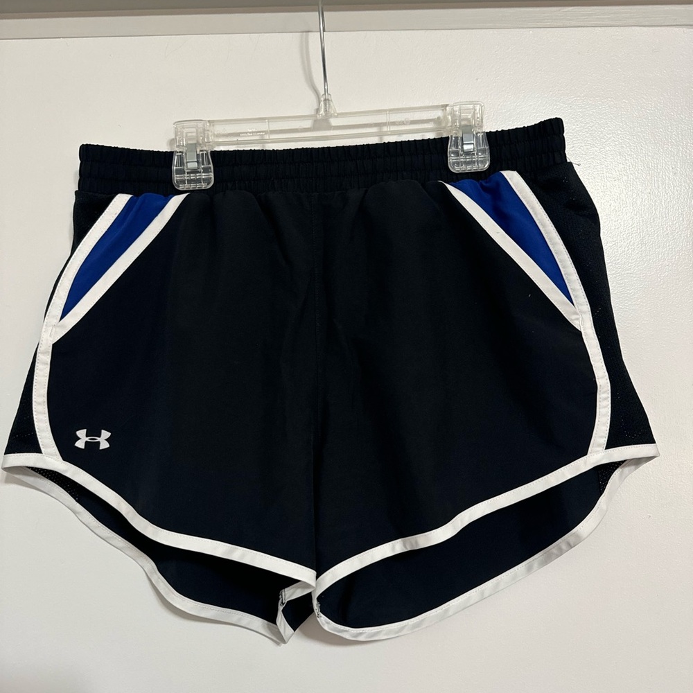 Under Armour Women's Black Shorts with Blue Trim